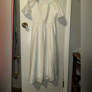 Off shoulder white graduation dress